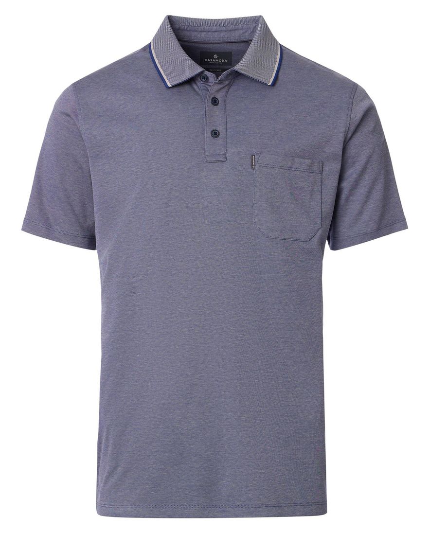 Casa Moda poloshirt korte mouw blauw wijde fit
