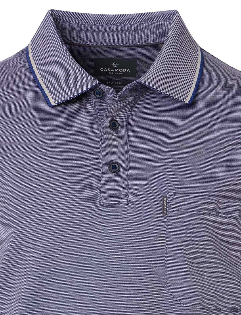 poloshirt korte mouw Casa Moda blauw borstzak