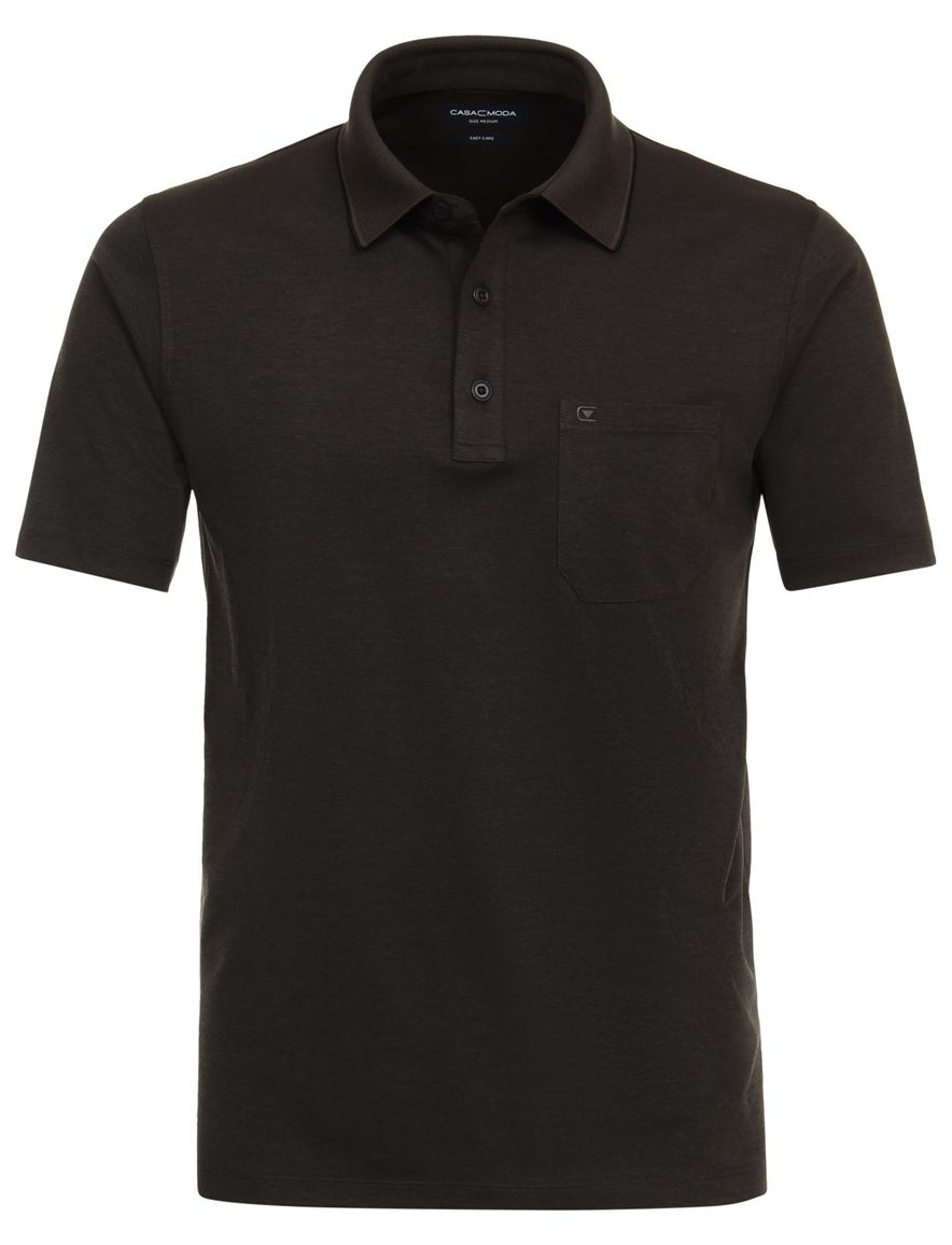 Casa Moda poloshirt korte mouw effen bruin wijde fit