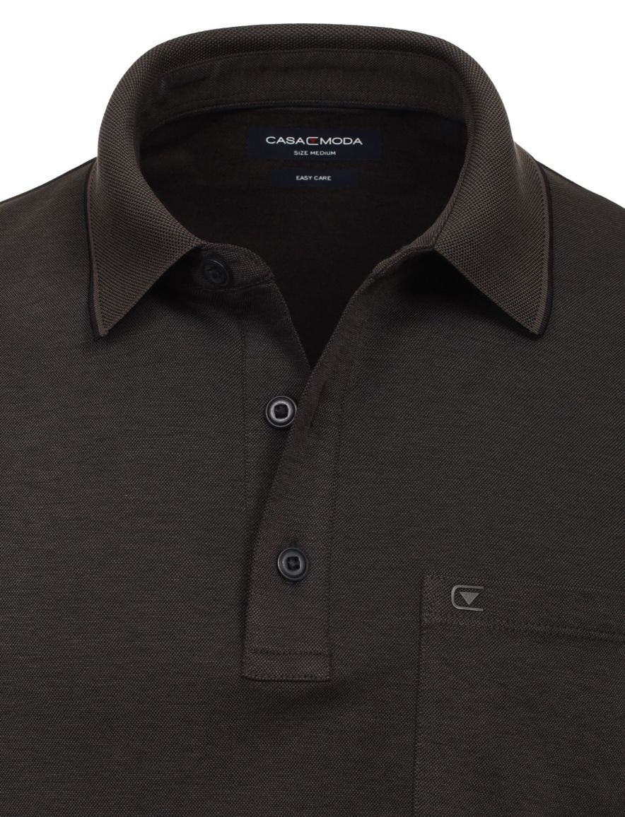 Casa Moda poloshirt korte mouw effen bruin wijde fit
