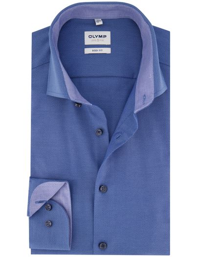 Olymp Olymp slim fit katoen overhemd blauw effen