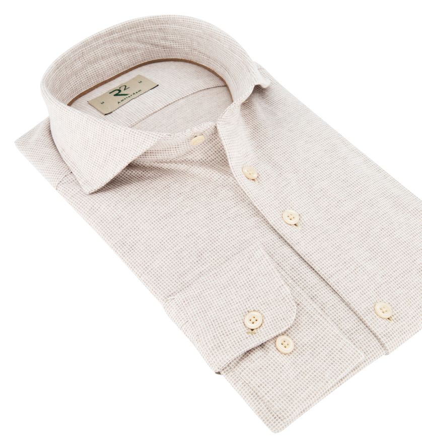 R2 overhemd beige geruit