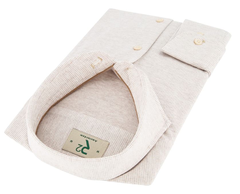 R2 overhemd beige geruit