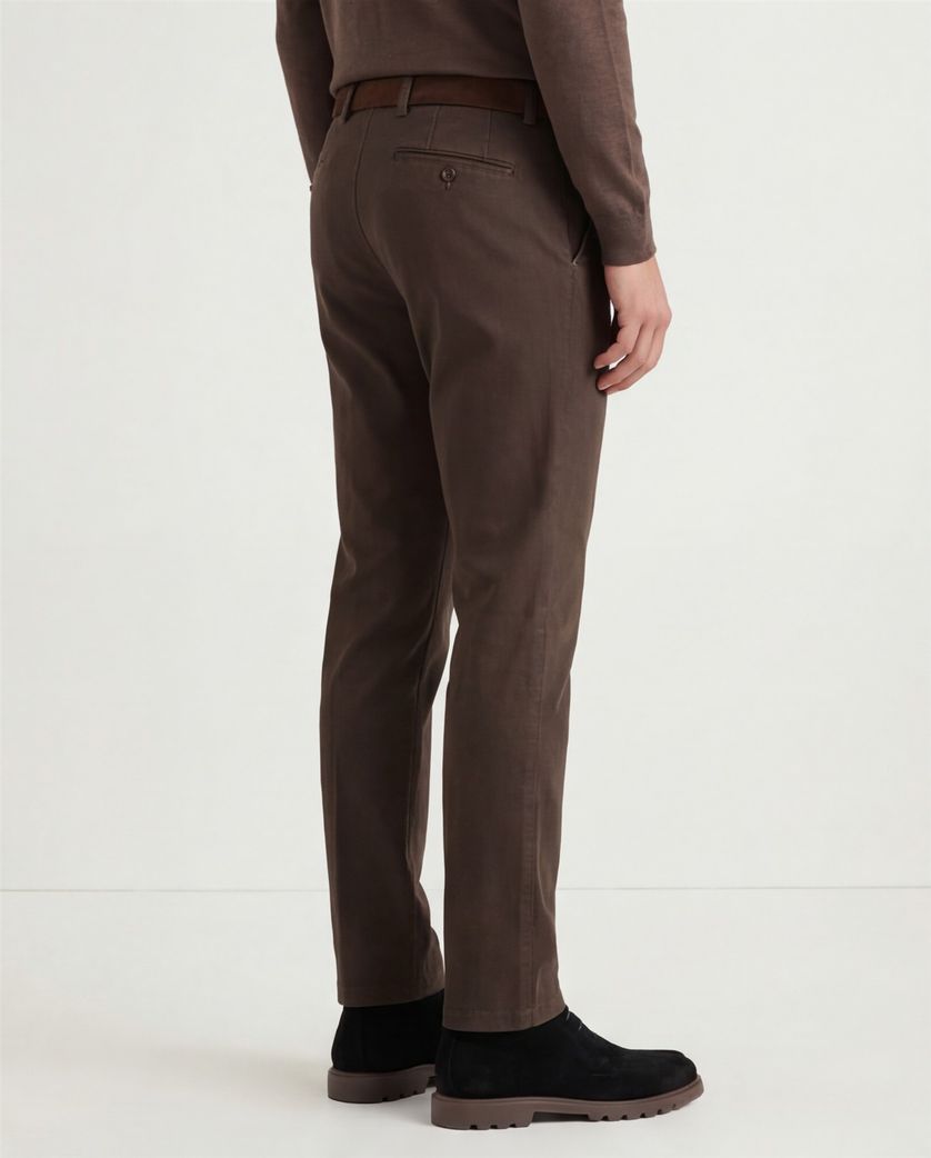 Portofino katoenen broek bruin effen katoen