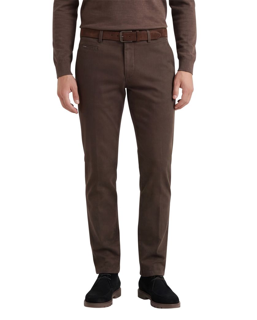 Portofino katoenen broek bruin effen katoen