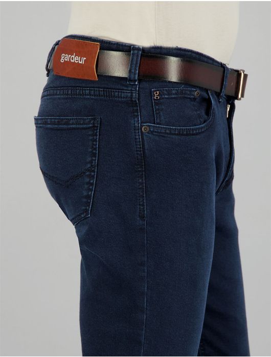 pantalon Gardeur donkerblauw effen katoen Sandro