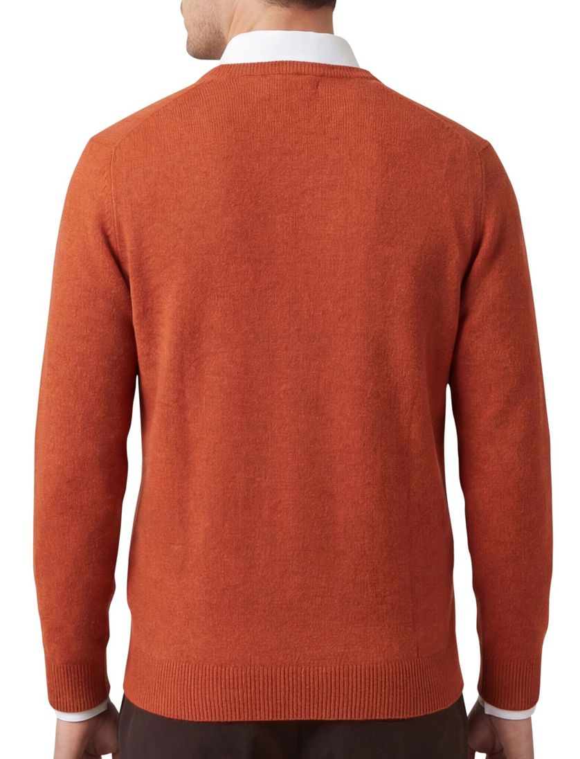 Alan Paine trui v-hals oranje effen lamswol, wol