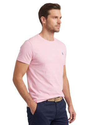 Polo Ralph Lauren Roze t-shirt Ralph Lauren Custom Slim Fit effen 100% katoen