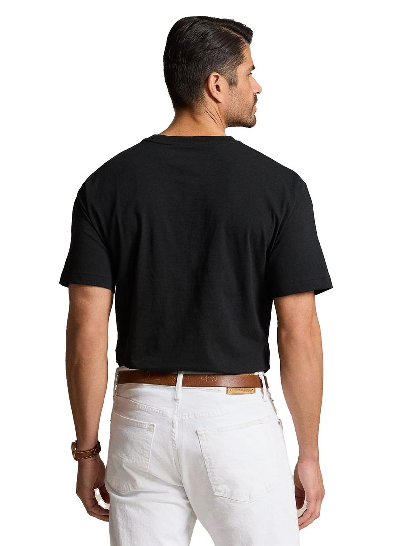 Ralph Lauren T-shirt zwart Big & Tall donkerblauw met borstzak