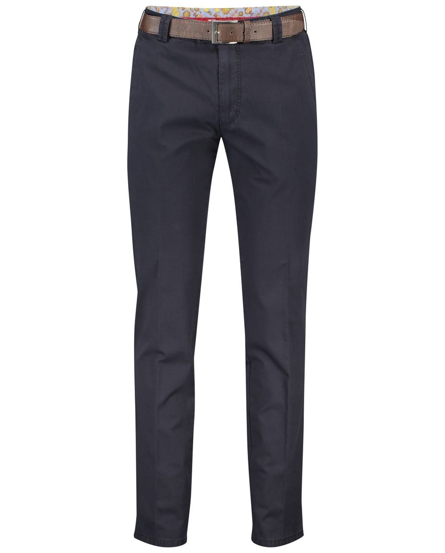 Meyer katoenen broek Bonn donkerblauw effen katoen