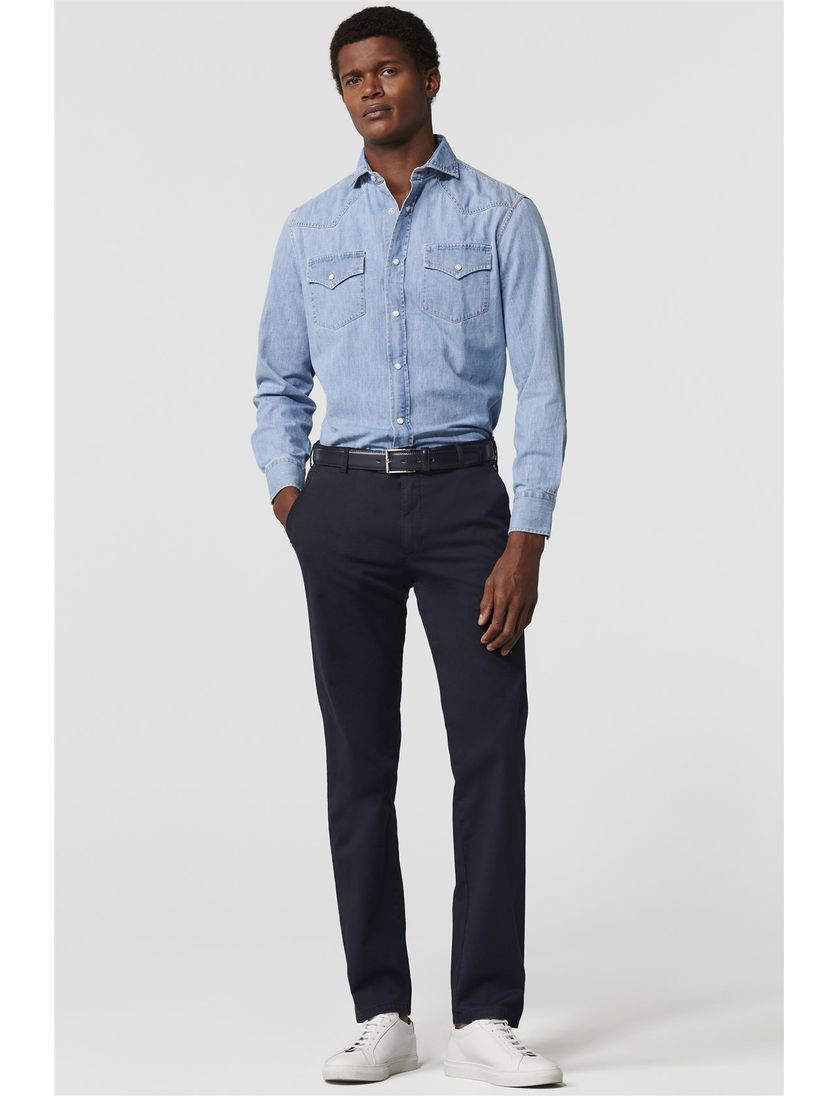 Meyer katoenen broek donkerblauw effen katoen Bonn