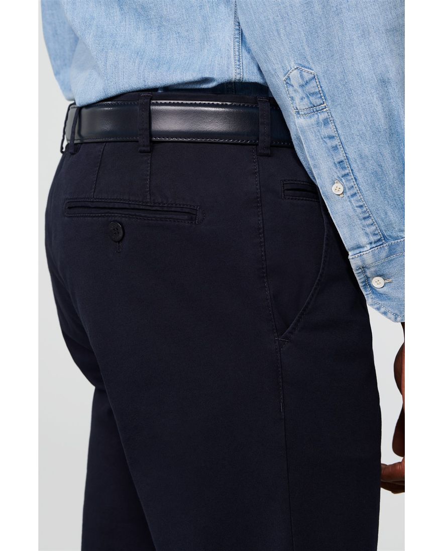 Meyer katoenen broek Bonn donkerblauw effen katoen