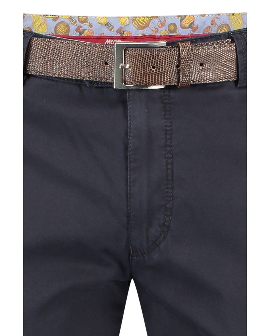 Meyer katoenen broek Bonn donkerblauw effen katoen