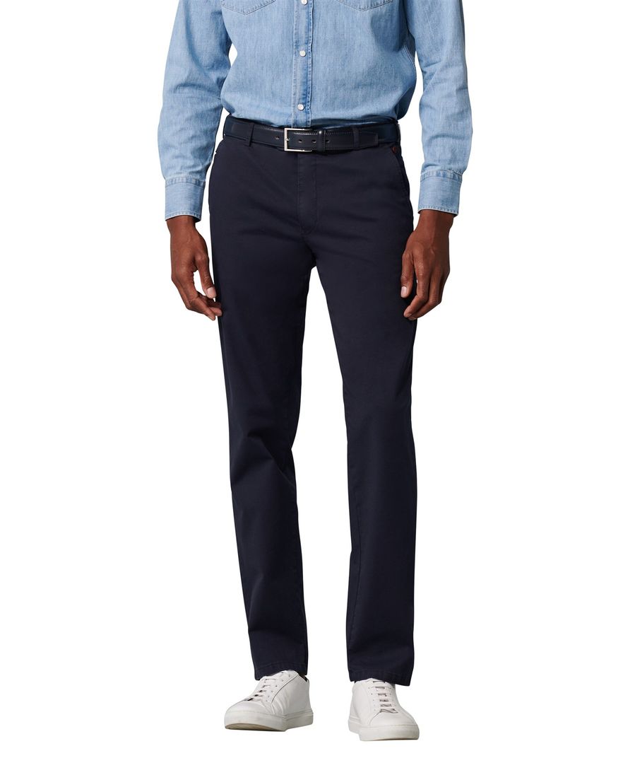 Meyer katoenen broek Bonn donkerblauw effen katoen