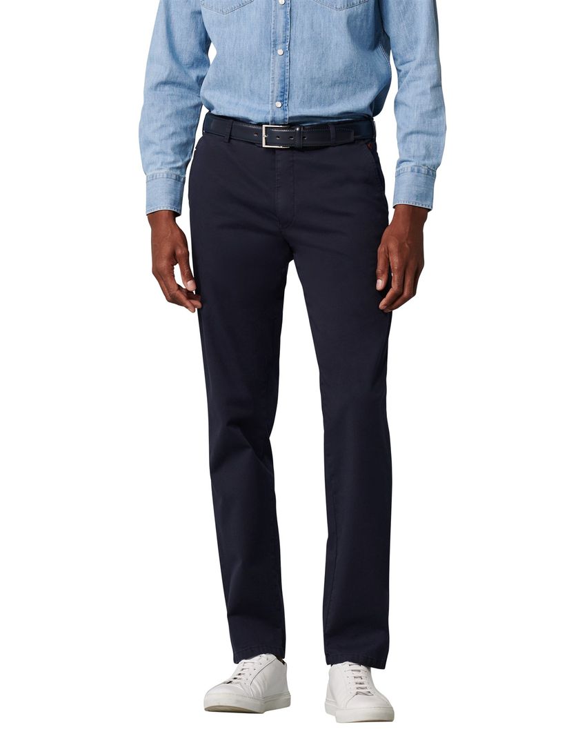 Meyer katoenen broek donkerblauw effen katoen Bonn