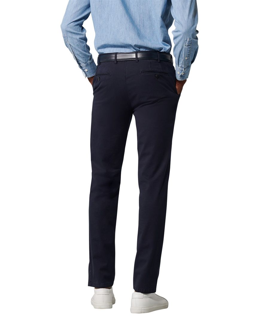 Meyer katoenen broek Bonn donkerblauw effen katoen