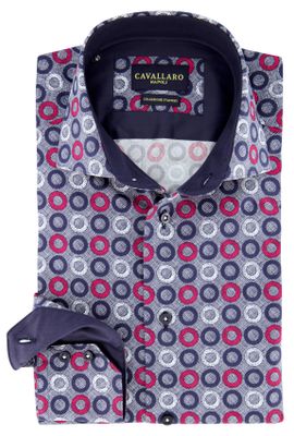 Cavallaro Cavallaro overhemd donkerblauw met rondjes