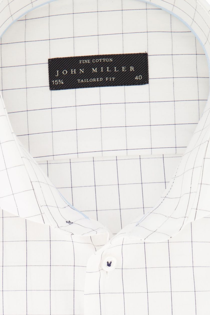 John Miller overhemd wit geruit Tailored Fit