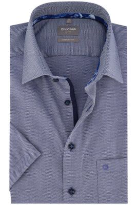 Olymp Olymp overhemd korte mouw Luxor Comfort Fit wijde fit blauw met print 100% katoen
