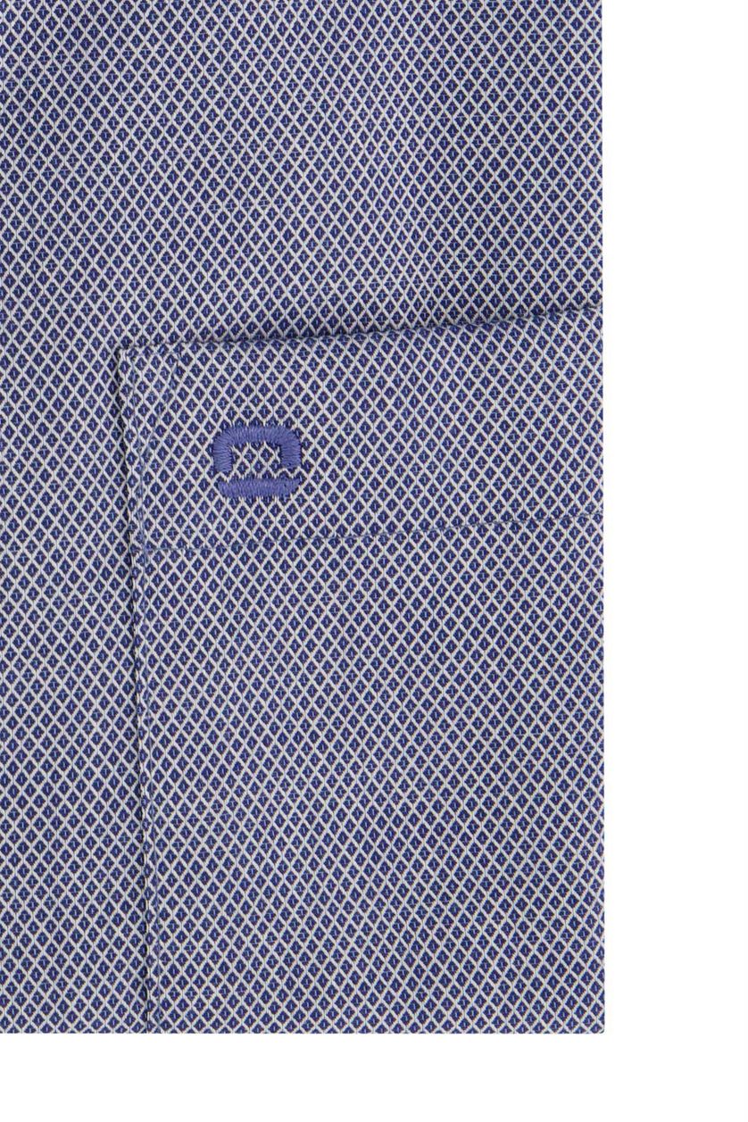 Luxor Comfort Fit Olymp overhemd korte mouw blauw geprint katoen