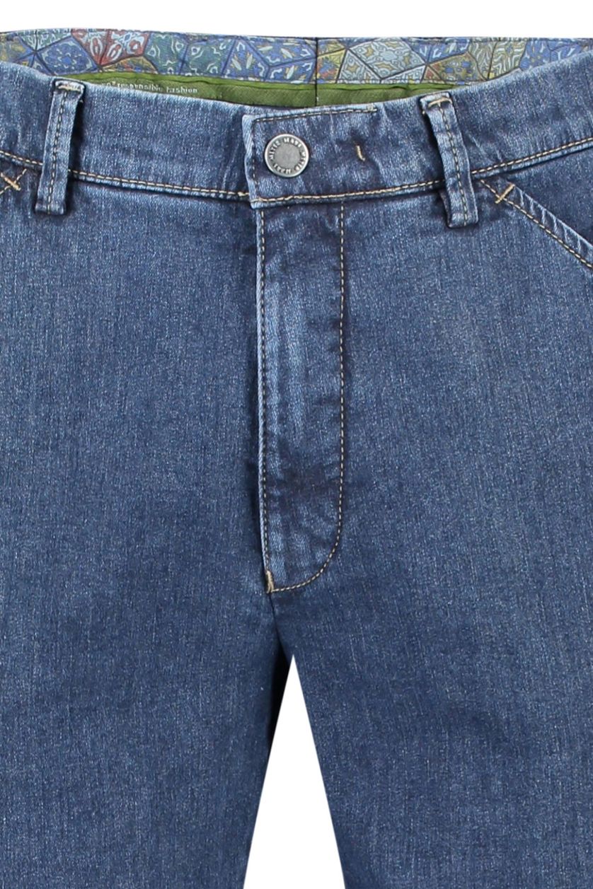 Meyer jeans navy effen denim katoen Chicago met steekzakken