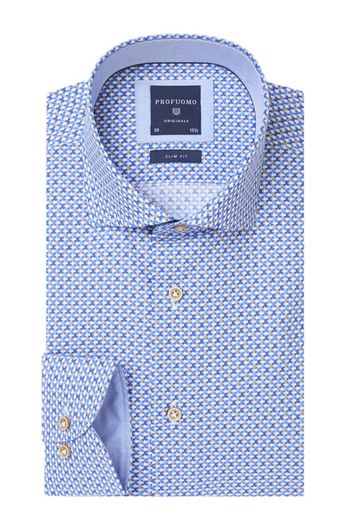 Profuomo overhemd Slim Fit blauw motief