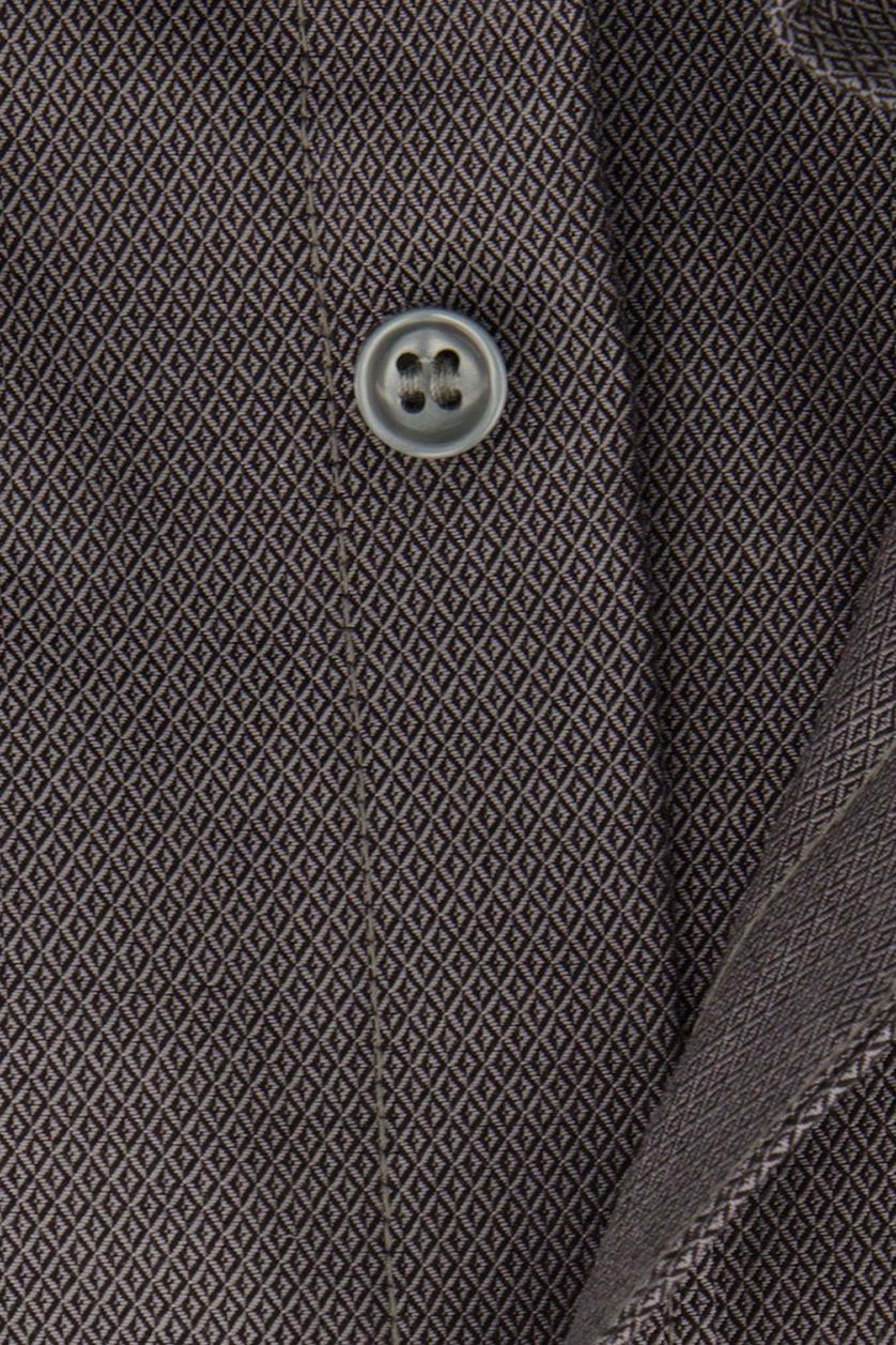 Olymp business overhemd Level Five slim fit grijs geprint katoen-stretch