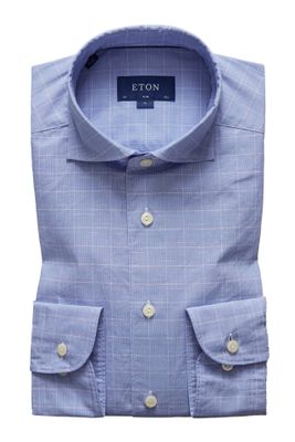 Eton Overhemd Eton blauw geruit Slim Fit