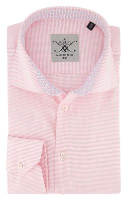 Ledub Ledub overhemd roze ruit Tailored Fit