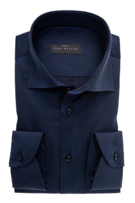 John Miller Overhemd John Miller donkerblauw Tailored Fit met wide spread boord 100% katoen