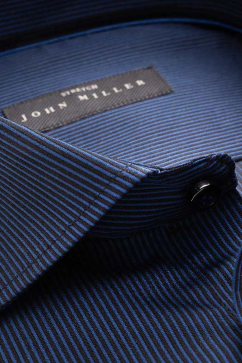 John Miller overhemd Tailored Fit navy gestreept