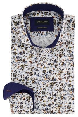 Cavallaro Gebloemd overhemd wit Cavallaro