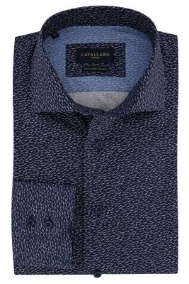 Cavallaro Overhemd Cavallaro donkerblauw motief