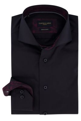 Cavallaro Cavallaro overhemd zwart accenten bordeaux