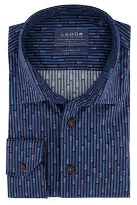 Ledub Ledub shirt donkerblauw blauw geprint Tailored Fit
