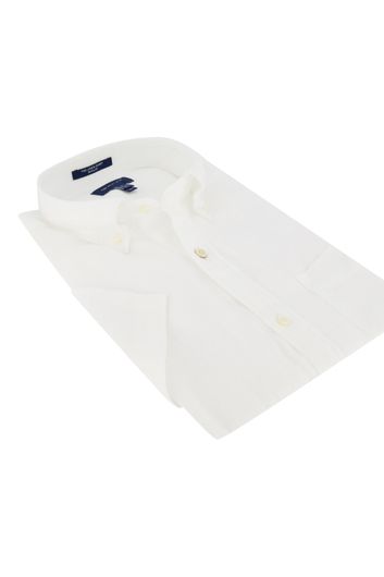 Gant casual overhemd korte mouw normale fit wit effen linnen