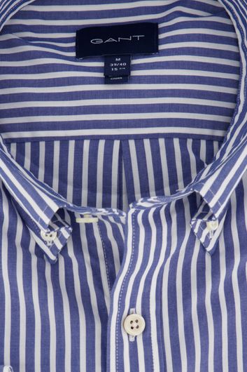 Gant overhemd strepen blauw Regular Fit