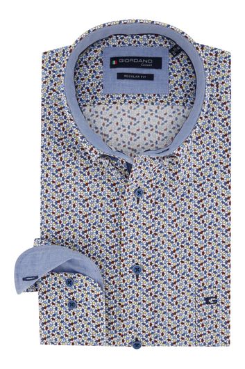 Giordano overhemd Regular Fit geel blauw motief