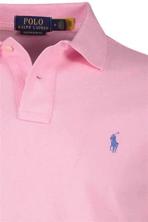 Polo Ralph Lauren polo Custom Slim Fit normale fit roze effen katoen 2 knoops