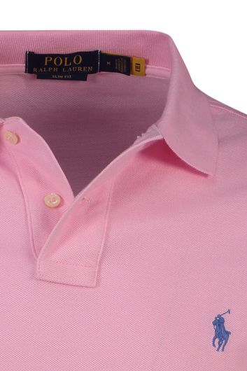 Polo Ralph Lauren polo slim fit roze effen 100% katoen