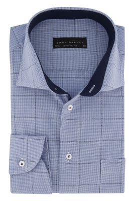 John Miller John Miller business overhemd Modern Fit donkerblauw geruit katoen normale fit