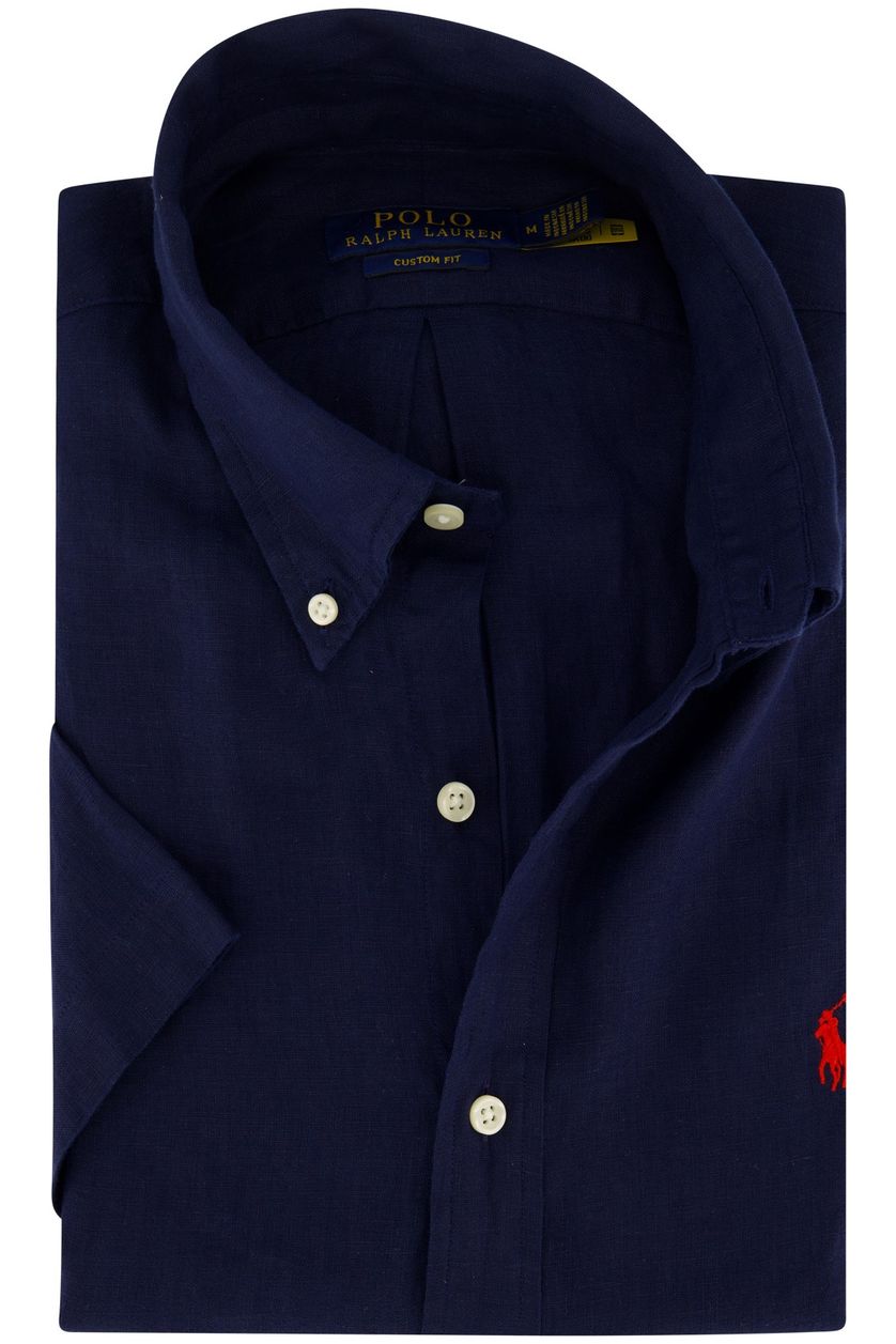 Polo Ralph Lauren normale fit navy overhemd korte mouw linnen