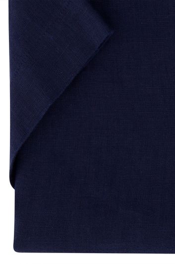 Polo Ralph Lauren casual overhemd korte mouw normale fit donkerblauw effen linnen