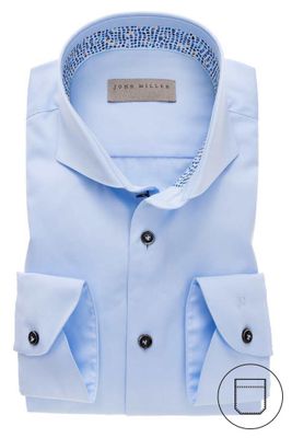 John Miller Overhemd John Miller Modern Fit blauw cutaway