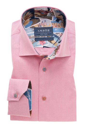 Roze overhemd Ledub Tailored Fit strijkvrij