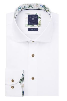 Profuomo Profuomo overhemd Slim Fit strijkvrij wit
