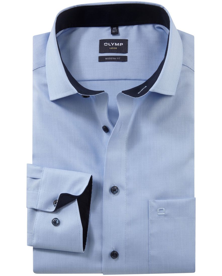 Strijkvrij Olymp Luxor overhemd blauw Modern Fit