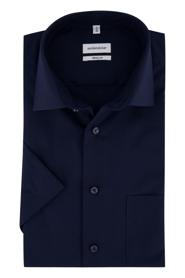 Seidensticker overhemd korte mouw Regular donkerblauw effen