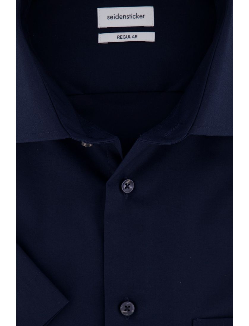Seidensticker overhemd korte mouw Regular donkerblauw effen