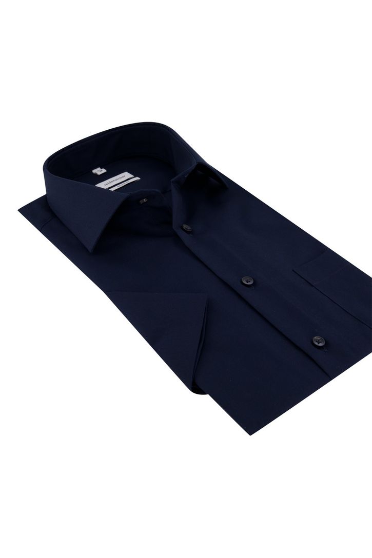 Seidensticker overhemd korte mouw Regular donkerblauw effen